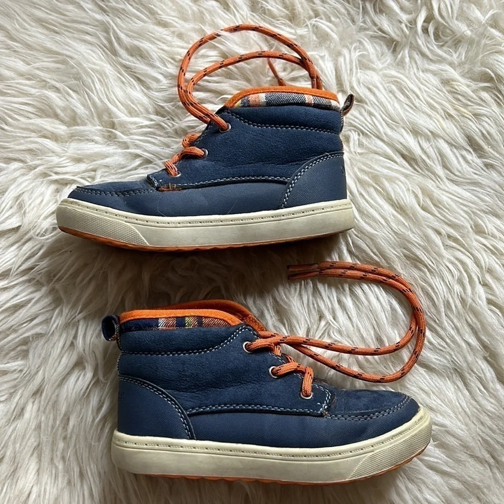 OshKosh B’Gosh high top sneaker boys size 10 navy blue orange
